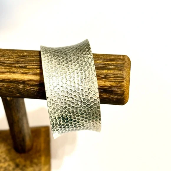 Chico's Hammered Silver Tone Wide Cuff Bracelet NWT - Picture 2 of 5